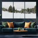 Frosty Pines Wall Art Canvas Print – Framed Silent Snowfall