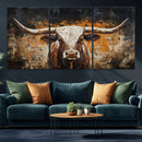 Abstract Longhorn Bull Wall Art Canvas Print – Vintage by MyGreatCanvas | Canvas Wall Art Prints | Photo Prints & Wall Decor