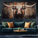 Rustic Longhorn Bull Wall Art Canvas Print – Vintage Western by MyGreatCanvas | Canvas Wall Art Prints | Photo Prints & Wall Decor