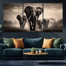 Elephant Family Wall Art Canvas Print, Framed Elephant Wall
