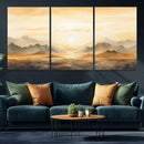 Sepia Color Abstract Mountain Wall Art Canvas Print