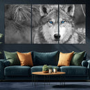 Wild Wolf Blue Eye Wall Art Canvas Print