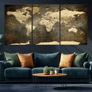 Large Framed Vintage World Map Wall Art Print for Home Wall by MyGreatCanvas | Canvas Wall Art Prints | Photo Prints & Wall Decor