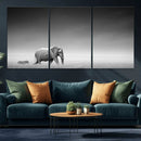 Elephand and Zebra Wall Art Canvas Print, Modern Artwork