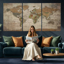 World Map Canvas Print – Framed Travel Map Wall Art for