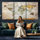Personalized World Map Canvas Print – Colorful Watercolor