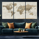 Detailed World Map Wall Art Canvas Print by MyGreatCanvas | Canvas Wall Art Prints | Photo Prints & Wall Decor
