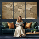 World Map Wall Art Canvas Print, Framed Map Art Picture