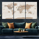 Framed Large World Map Canvas Print for Office Decor by MyGreatCanvas | Canvas Wall Art Prints | Photo Prints & Wall Decor