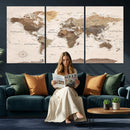 World Map Canvas Print – Framed Detailed Map of the World
