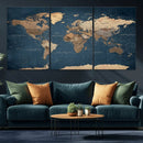 Navy Blue World Map Canvas Print – Framed Travel Map Wall by MyGreatCanvas | Canvas Wall Art Prints | Photo Prints & Wall Decor