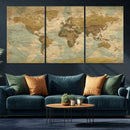 Vintage World Map Wall Art Canvas Print, Detailed World Map