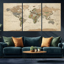 Framed World Map Wall Art for Home and Office Decor