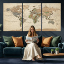 Framed World Map Wall Art for Home and Office Decor