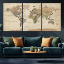 Framed World Map Wall Art for Home and Office Decor