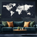 Black World Map Wall Art Canvas Print for Home Office and by MyGreatCanvas | Canvas Wall Art Prints | Photo Prints & Wall Decor