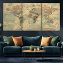 Vintage World Map Wall Art | Ready to Hang and Framed