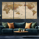 Vintage Detailed World Map Wall Art Canvas Print – Antique by MyGreatCanvas | Canvas Wall Art Prints | Photo Prints & Wall Decor