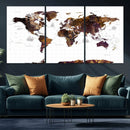 Rustic World Map Wall Art Canvas Print | Large World Map on