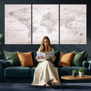World Map Canvas Print – Detailed Map of the World Wall Art