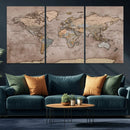 Grunge World Map Canvas Wall Art - Vintage Aged World Map by MyGreatCanvas | Canvas Wall Art Prints | Photo Prints & Wall Decor
