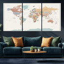 Pastel Colors World Map Wall Art Canvas Print by MyGreatCanvas | Canvas Wall Art Prints | Photo Prints & Wall Decor