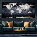 Vintage World Map Canvas Wall Art – Antique Triptych Map