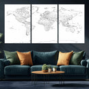 World Map Canvas Print – Framed Modern Detailed Map of the by MyGreatCanvas | Canvas Wall Art Prints | Photo Prints & Wall Decor