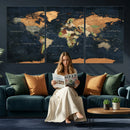 Vintage World Map Canvas Wall Art – Detailed Map with