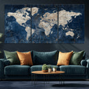 Large Blue World Map Wall Art Canvas Print for Home Office by MyGreatCanvas | Canvas Wall Art Prints | Photo Prints & Wall Decor