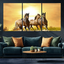 Wild Horses Wall Art Canvas Print – Framed Galloping Herd
