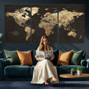 Framed World Map with Pin Canvas Print – Detailed World Map