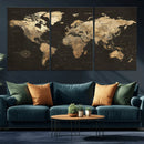 Framed World Map with Pin Canvas Print – Detailed World Map by MyGreatCanvas | Canvas Wall Art Prints | Photo Prints & Wall Decor