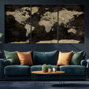 Push Pin World Map Canvas Wall Art Print, Interactive Travel