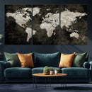 Vintage World Map Wall Art Canvas Print – Framed Large Map