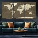 Vintage World Map Canvas Print – Framed Travel Map Wall Art