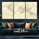 Detailed Large World Map Wall Decor Canvas Art Print by MyGreatCanvas | Canvas Wall Art Prints | Photo Prints & Wall Decor