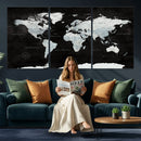 World Map Canvas Print – Framed Push Pin Wall Art, Color