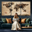 World Map Wall Art Canvas Print