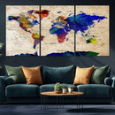 Colorful World Map Canvas Wall Art – Abstract Watercolor Map by MyGreatCanvas | Canvas Wall Art Prints | Photo Prints & Wall Decor