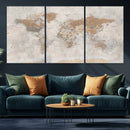 Detailed World Map Wall Art Canvas Print for Home and Office Decor by MyGreatCanvas | Canvas Wall Art Prints | Photo Prints & Wall Decor