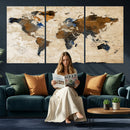World Map Canvas Print – Framed Travel Map Wall Art for