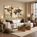 Rustic Watercolor World Map Canvas Wall Art – Framed Travel