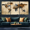 World Map Wall Art – Rustic Earth Tone Canvas Print, Antique by MyGreatCanvas | Canvas Wall Art Prints | Photo Prints & Wall Decor