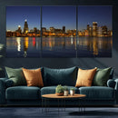 Chicago Wall Art Canvas Print - Chicago City Downtown Night by MyGreatCanvas | Canvas Wall Art Prints | Photo Prints & Wall Decor