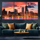 Chicago Wall Art Canvas Print - Chicago City Downtown Night by MyGreatCanvas | Canvas Wall Art Prints | Photo Prints & Wall Decor