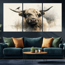 Abstract Highland Cow Wall Art Canvas Print, Rustic Farm by MyGreatCanvas | Canvas Wall Art Prints | Photo Prints & Wall Decor