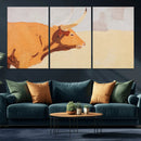 Minimal Longhorn Bull Wall Art Canvas Print, Neutral Western by MyGreatCanvas | Canvas Wall Art Prints | Photo Prints & Wall Decor