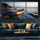 Coastal Fishing Boats Wall Art Canvas Print, Sunset Beach by MyGreatCanvas | Canvas Wall Art Prints | Photo Prints & Wall Decor