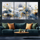 Large Abstract Flowers Wall Art Canvas Print – Gold and Blue by MyGreatCanvas | Canvas Wall Art Prints | Photo Prints & Wall Decor